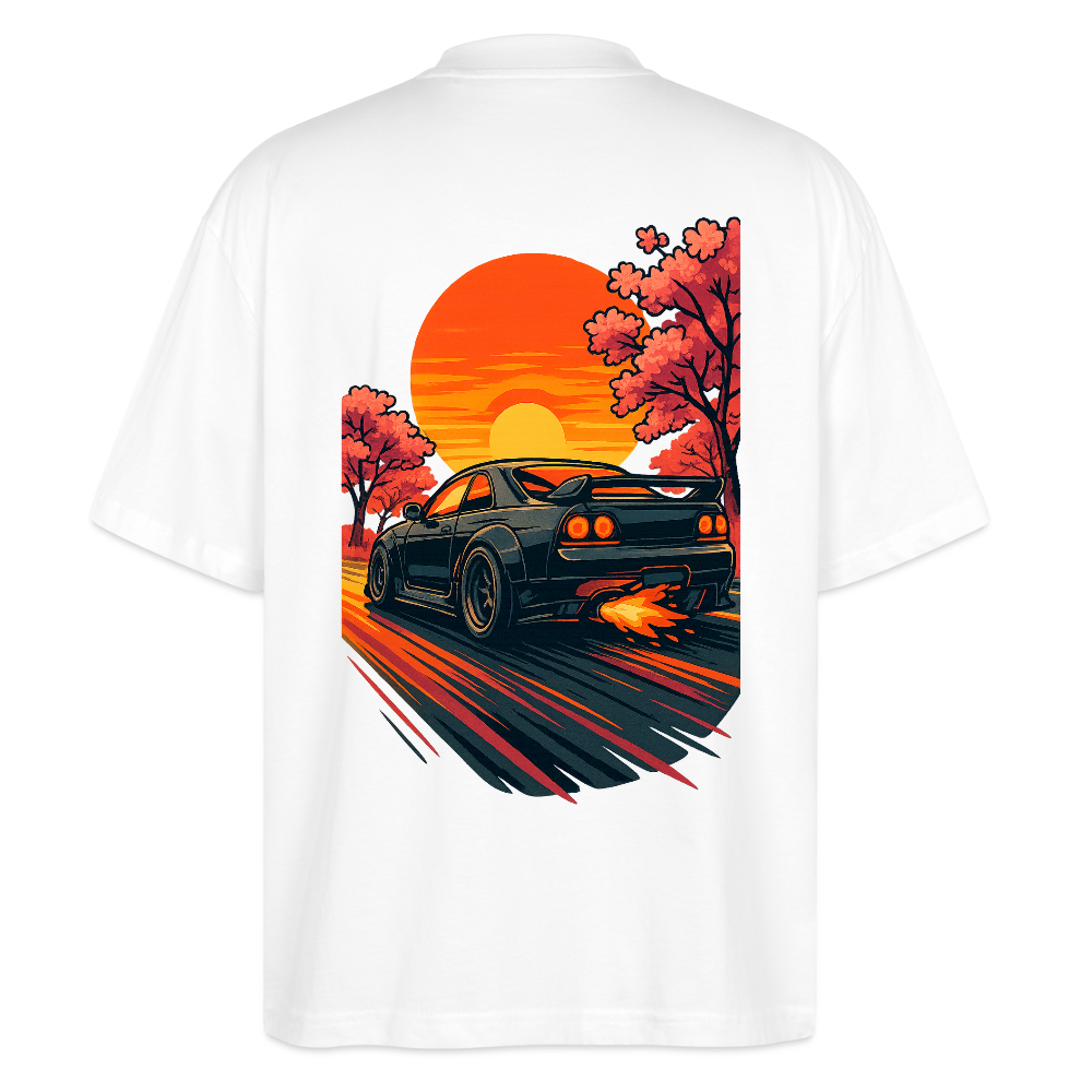 Cartel Oversized Bio T-Shirt Cartoon Sunset - Weiß
