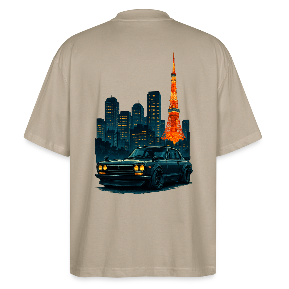Cartel Oversized Bio T-Shirt Tokio Tower - Steingrau