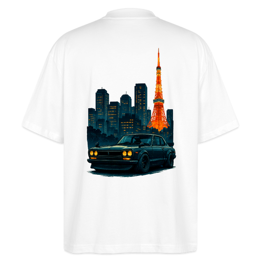 Cartel Oversized Bio T-Shirt Tokio Tower - Weiß