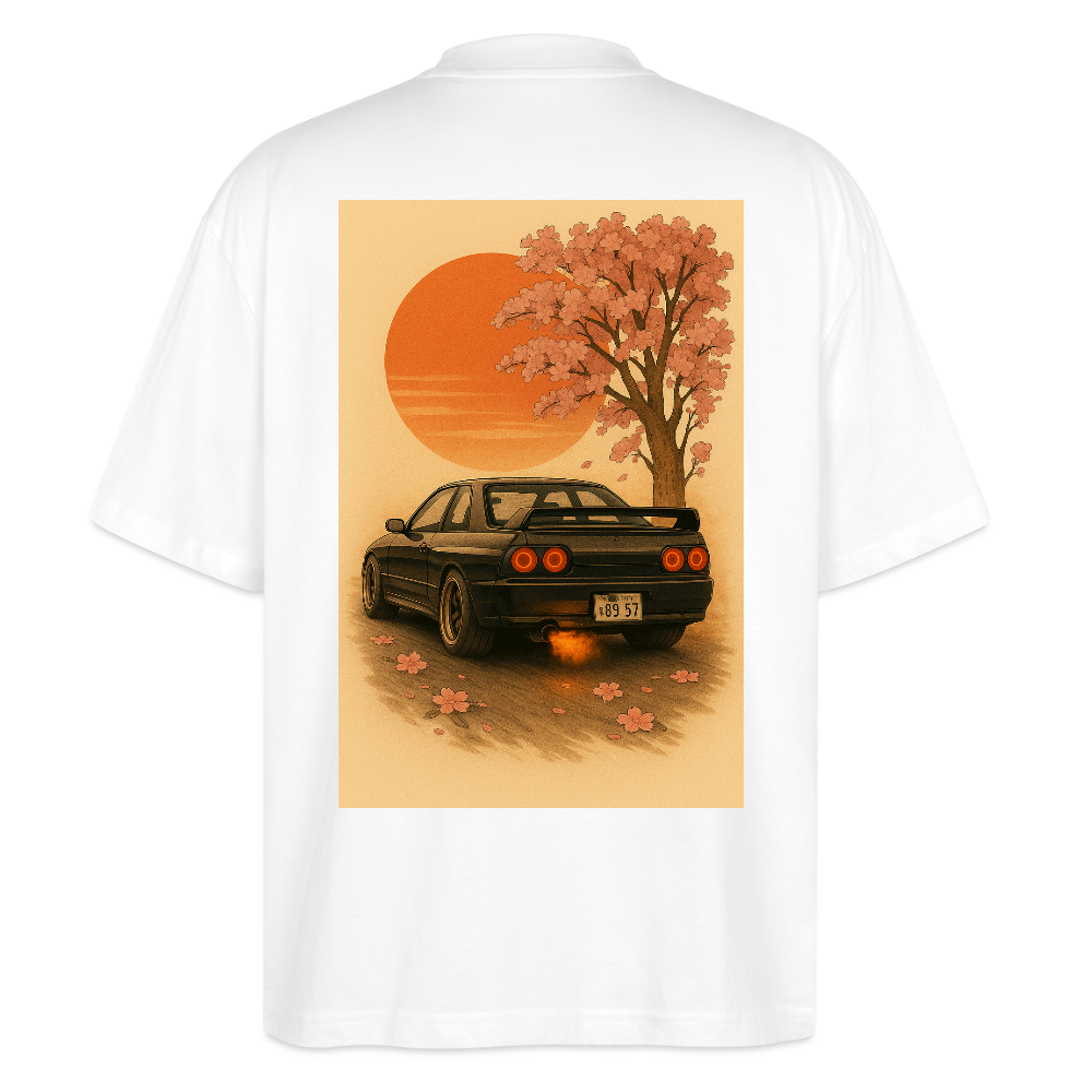 Cartel Oversized Bio T-Shirt Sunset Ride Gemälde - Weiß