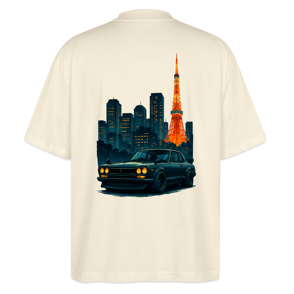 Cartel Oversized Bio T-Shirt Tokio Tower - Weißgrau
