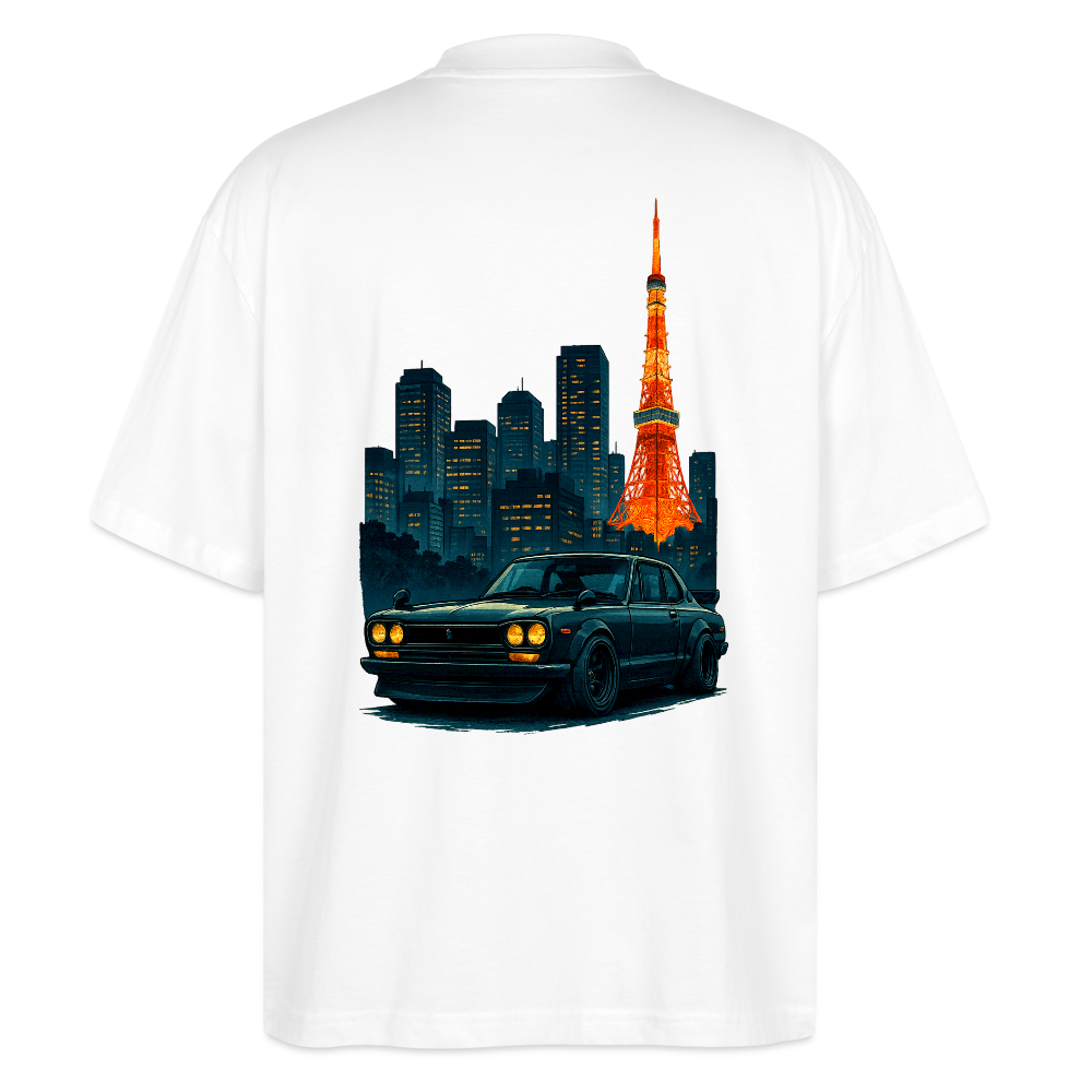 Cartel Oversized Bio T-Shirt Tokio Tower - Weiß